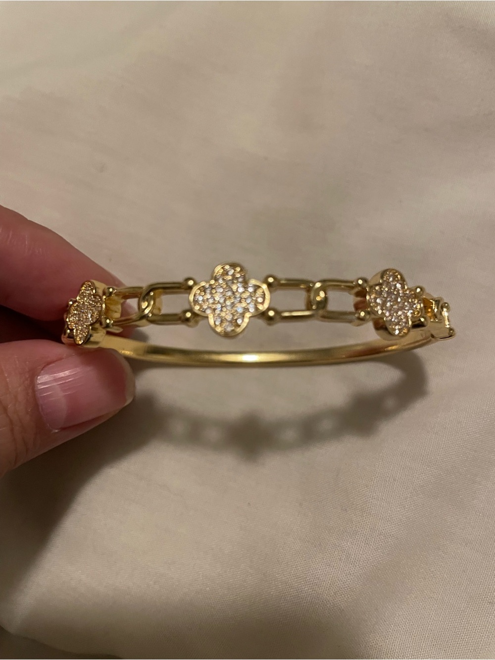 New - 14k gold plated clover bangle